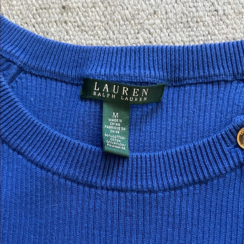 Lauren Ralph Lauren Blue Sweater with Button Detail - Picture 3 of 6
